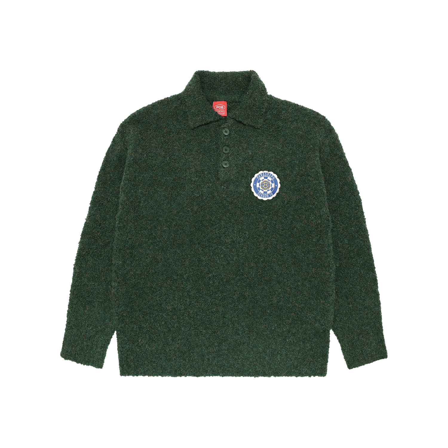 BOUCLE EMBLEM COLLARED KNIT
